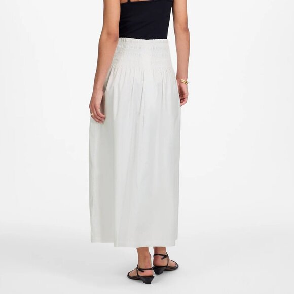 Madewell Smocked Waist Cotton Poplin Relaxed Midi Skirt White Size M NWT - Picture 4 of 11
